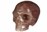 Realistic, Carved Strawberry Quartz Crystal Skull #150999-1